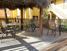 Thatched roof on deck.